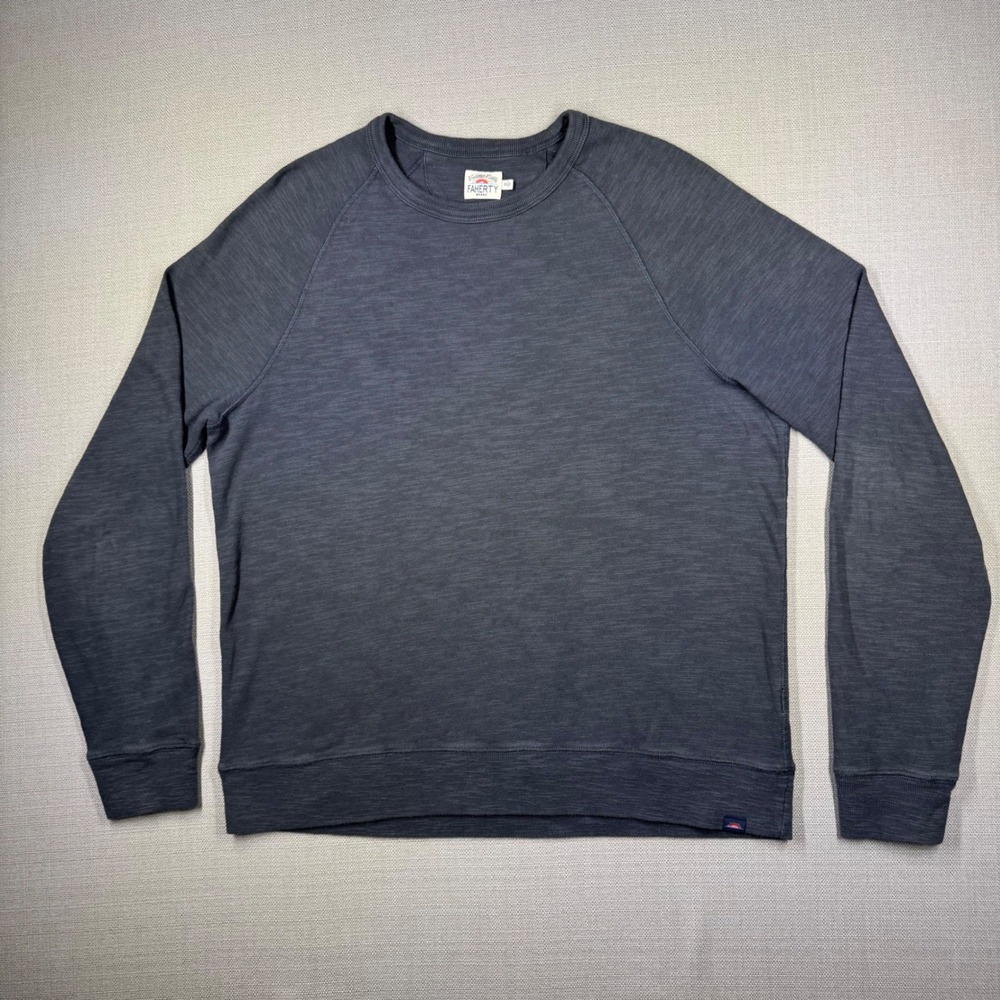 Faherty Brand Mens Lightweight Crewneck Pullover Dark Gray Size Medium